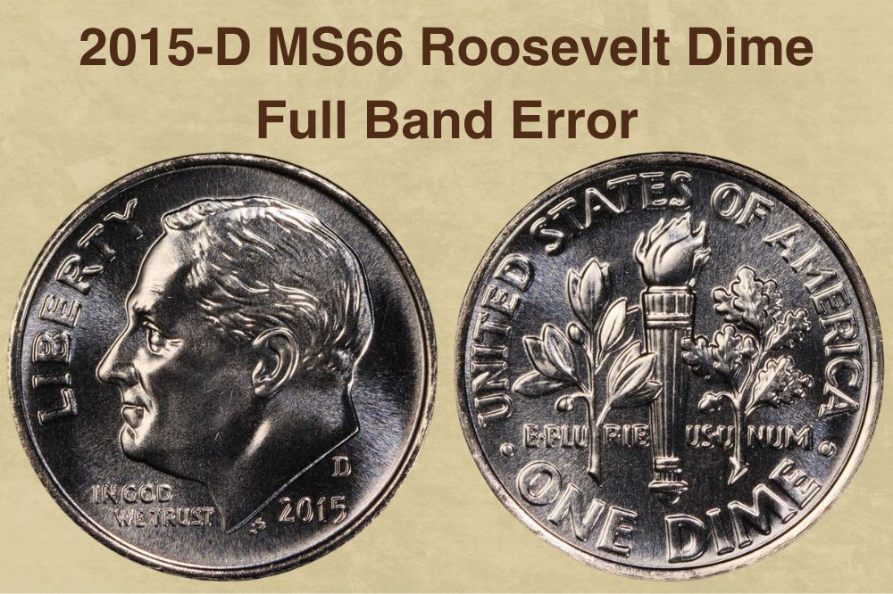 Side-by-side comparison: 2015 dime without Full Bands (left) vs with Full Bands designation (right), showing torch band separation